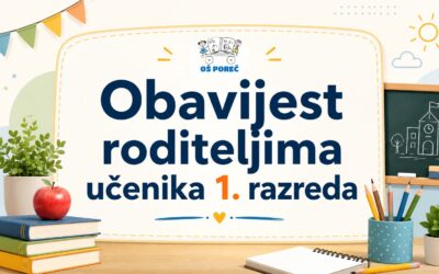 Obavijest roditeljima učenika 1. razreda