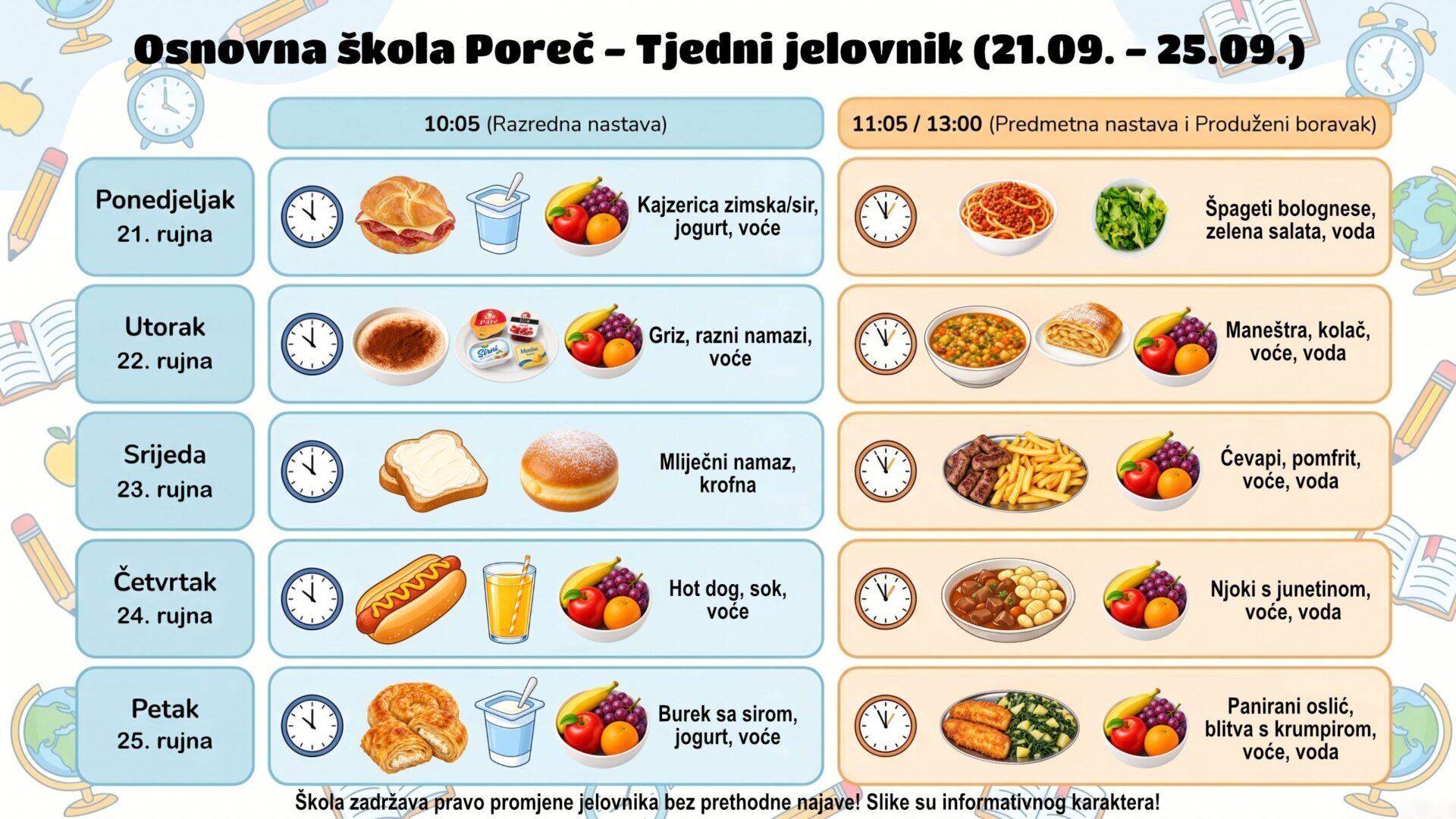 Jelovnik 21.9.