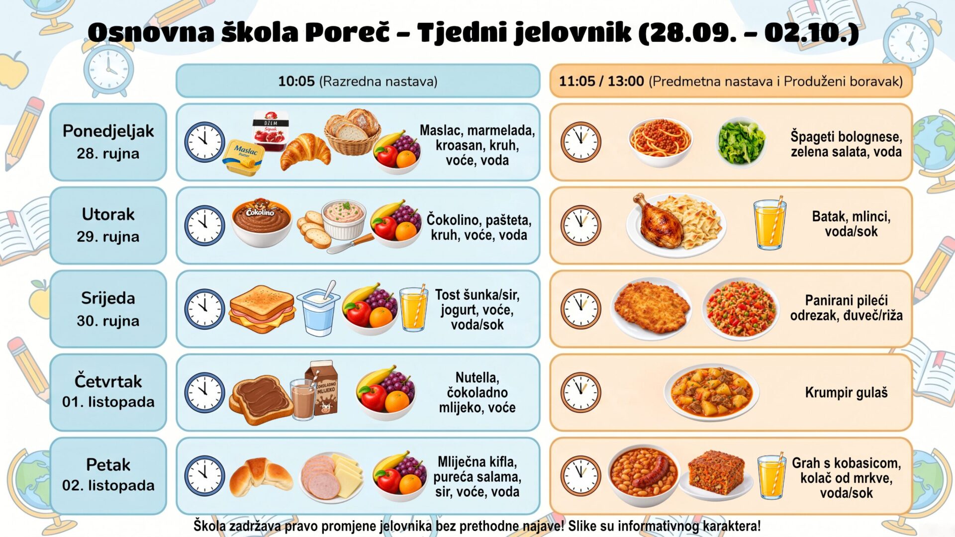 Jelovnik 28.9
